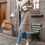 Salomé™ | Shearling-Trim Suede-Effect Longline Coat
