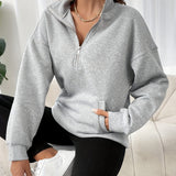 Violetta™ | Soft Fleece Kangaroo-Pocket Half-Zip Sweatshirt