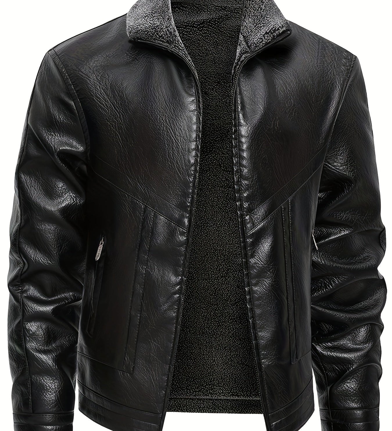 Chic Leather Jacket with Cozy Fleece Lining