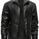 Chic Leather Jacket with Cozy Fleece Lining