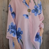 Elegant Floral Print Button-Detail Relaxed Blouse