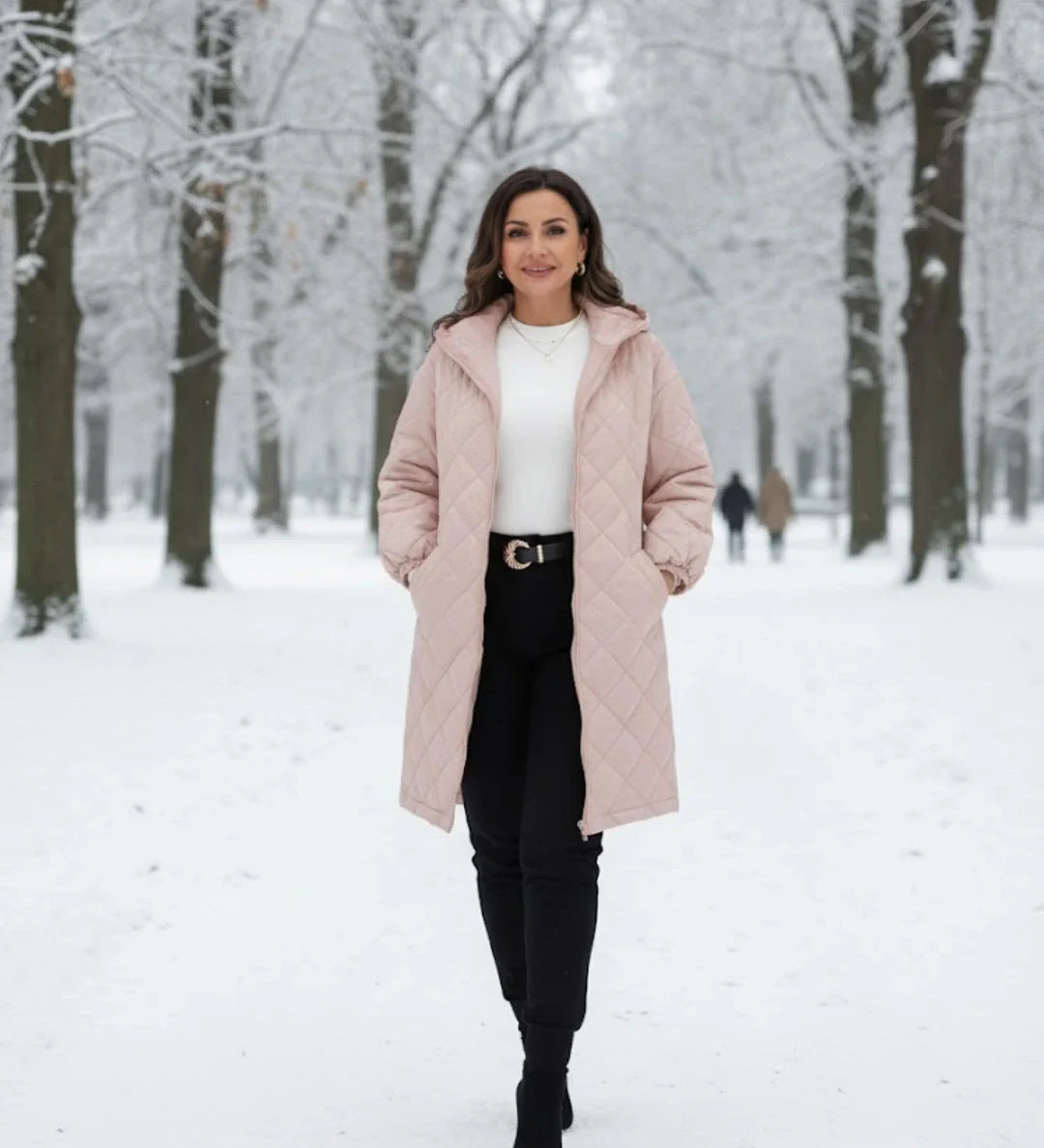 Calista™ | Quilted Zip-Front Hooded Longline Puffer Coat Plus-Size