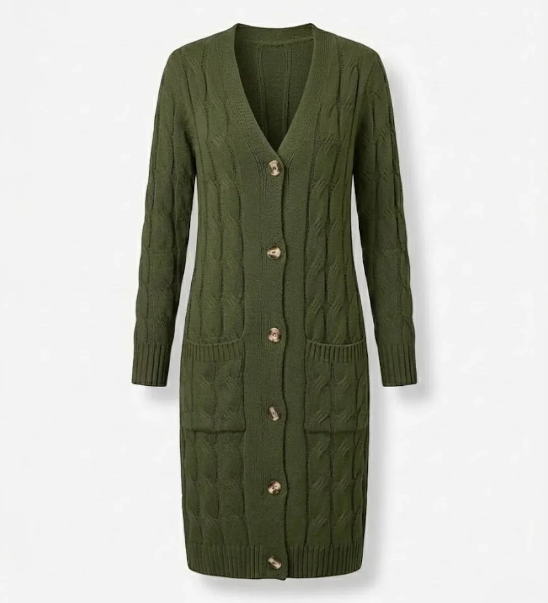 Jael™ | Cable-Knit Buttoned Long Cardigan Dress