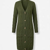 Jael™ | Cable-Knit Buttoned Long Cardigan Dress