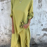 Raw Hem Asymmetrical Tunic Set