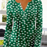 Floral Pintuck Bell Sleeve Blouse