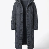 Fancytech™ | Chunky Cable-Knit Hooded Long Coat