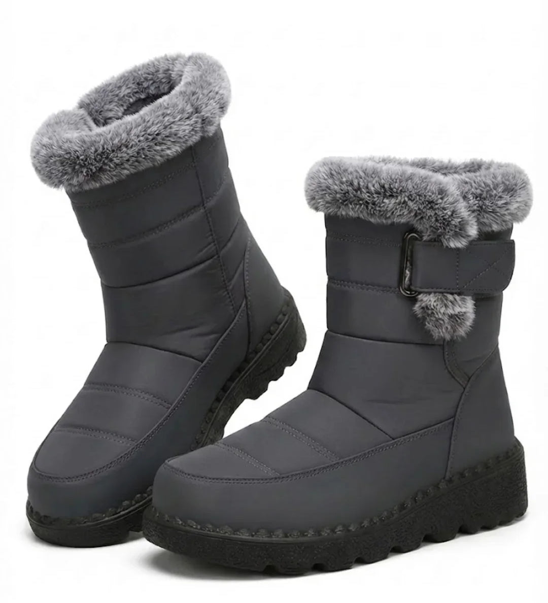 Laura™ | Faux-fur trim buckle winter boots