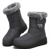Laura™ | Faux-fur trim buckle winter boots
