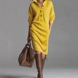 Joyce™ | Button Front Collared Knit Midi Sweater Dress