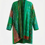 Eden™ | Patchwork Print Open-Front Oversized Kimono Fit Cardigan