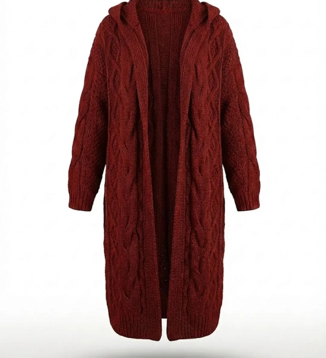 Hester™ | Hooded Cable-Knit Long Cardigan