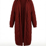 Hester™ | Hooded Cable-Knit Long Cardigan