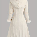 Tala™ | Cable-Knit Faux-Fur Trim Hooded Coat