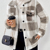 Lilou™ | Fleece Plaid Button-Up Shacket Jacket