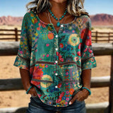 Boho Floral Button Blouse