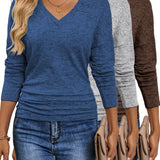 Maura™ | Soft and Stretchy V-Neck T-Shirt | 3-Pack Colors