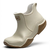 Amandine™ | Waterproof rubber lug-sole ankle rain boots