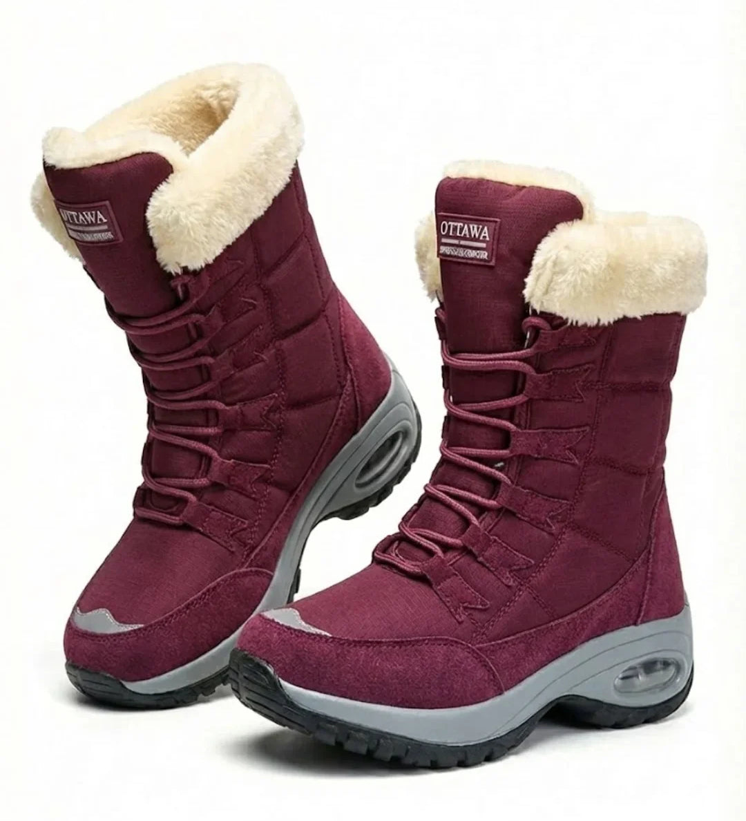 Cecilia™ | Faux-fur cuff lace-up mid-calf snow boots