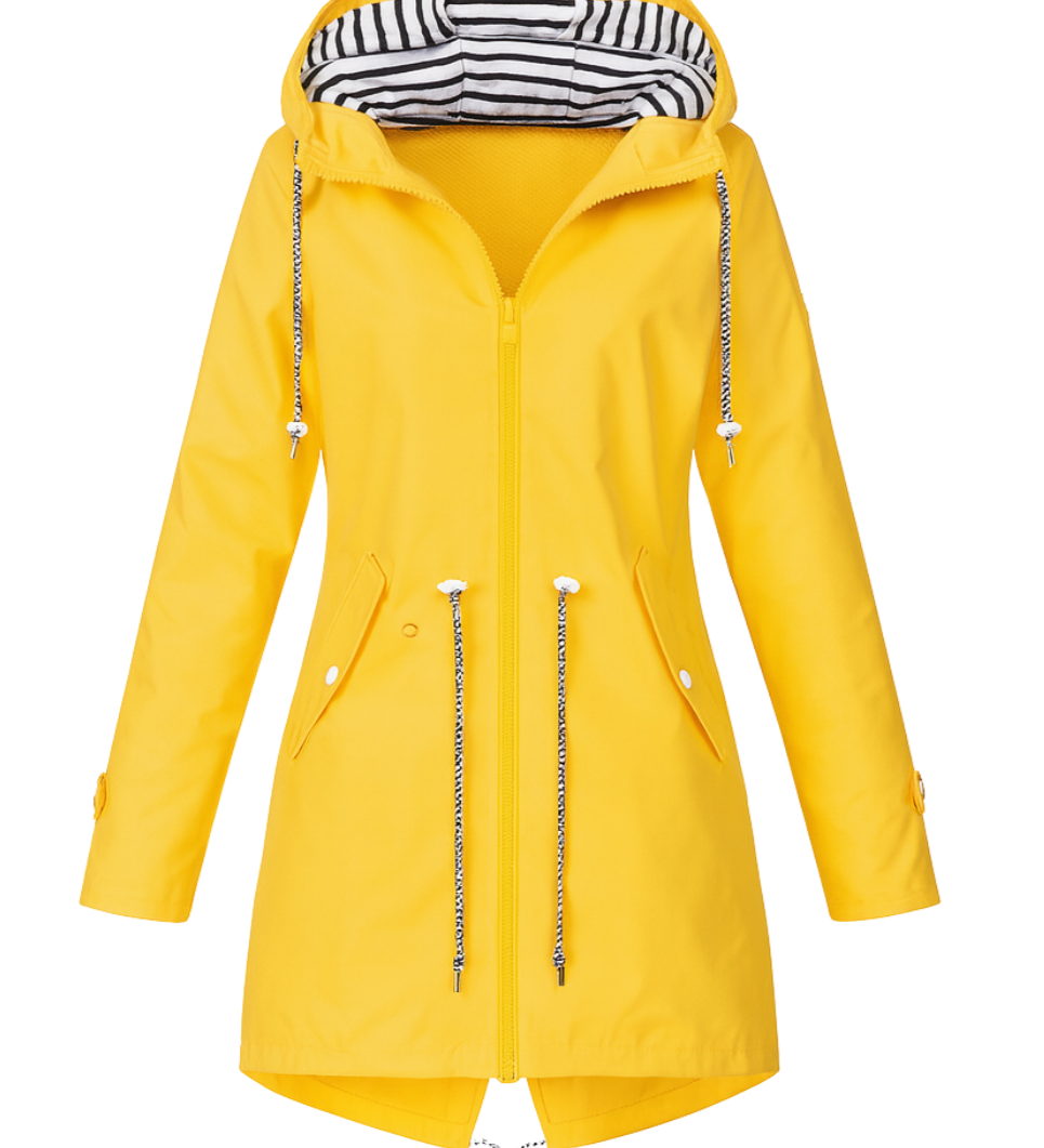 Rebecca™ | Striped-Lined Drawstring-Waist Hooded Parka Coat