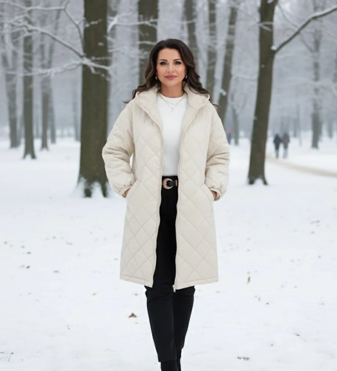 Calista™ | Quilted Zip-Front Hooded Longline Puffer Coat Plus-Size