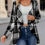 Yousra™ | Plaid Open-Front Waterfall Cardigan
