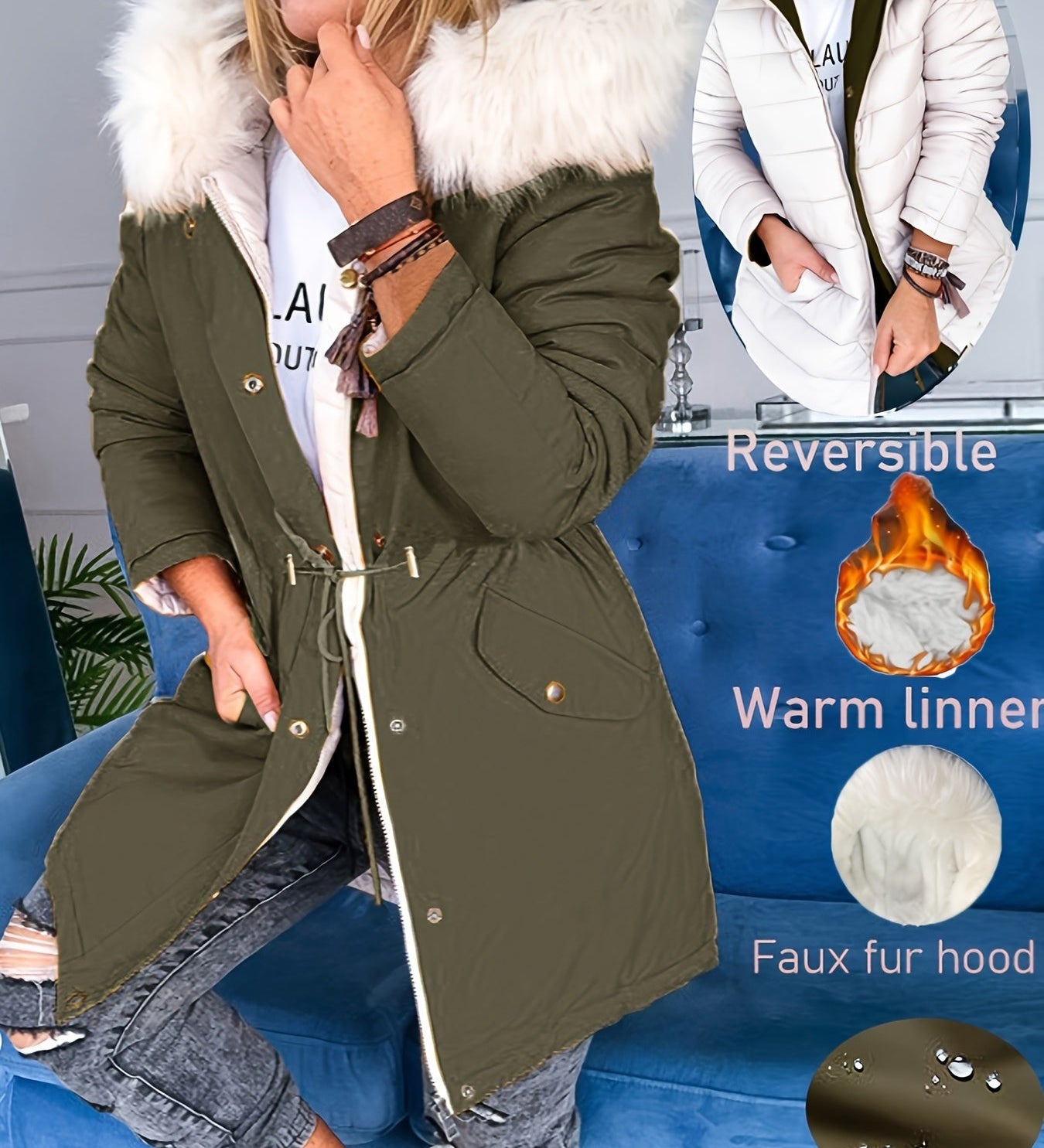 Olivia™ | Reversible Faux-Fur Hooded Parka Coat