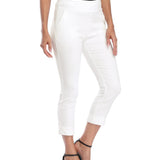 Cuffed-Hem High-Waist Tailored Cropped Pants