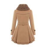 Cordelia™ | Faux-fur collar belted fit-and-flare coat