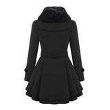 Cordelia™ | Faux-fur collar belted fit-and-flare coat