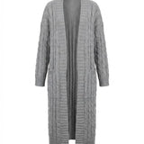 Indira™ | Extra-Long Cable-Knit Pocket Cardigan