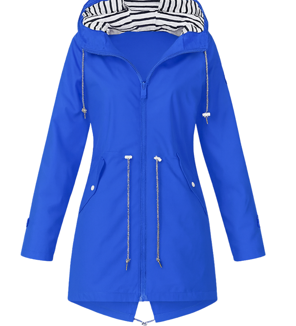 Rebecca™ | Striped-Lined Drawstring-Waist Hooded Parka Coat