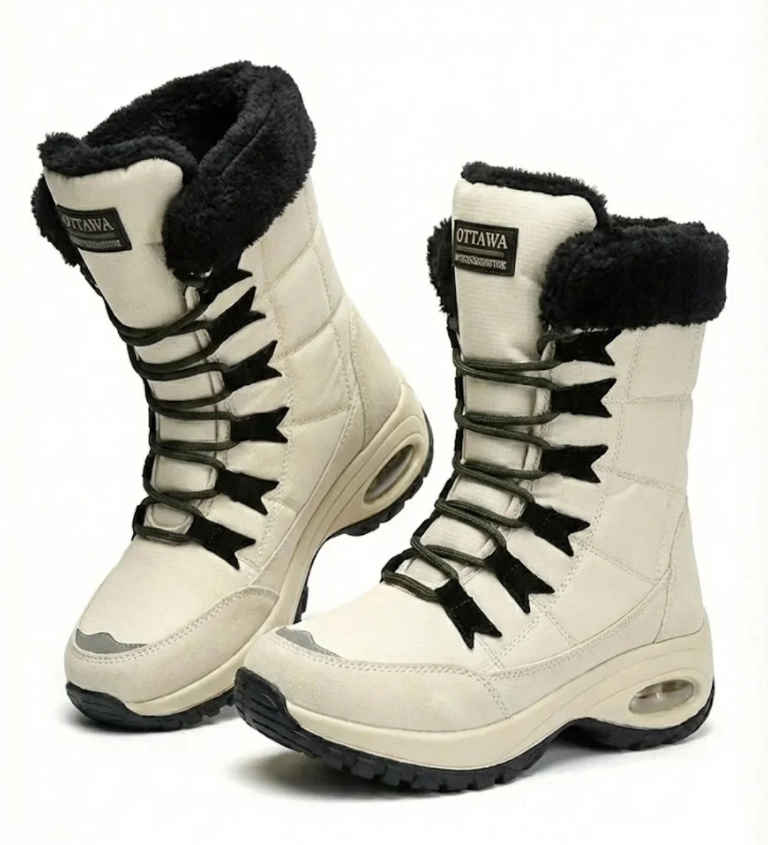 Cecilia™ | Faux-fur cuff lace-up mid-calf snow boots