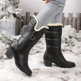 Beryl™ | Faux-fur cuff side-zip heeled knee-high boots