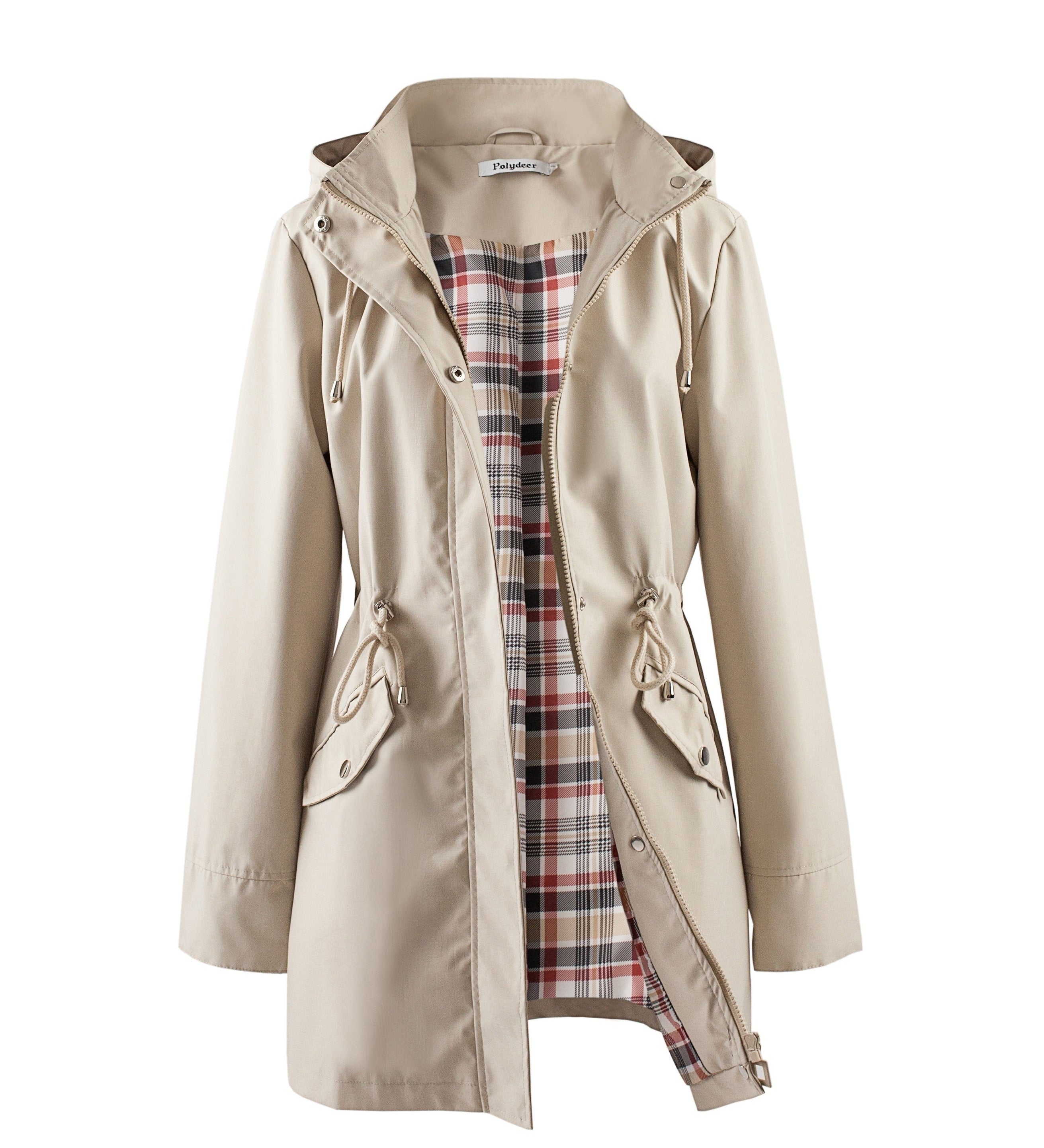 kouky™ | Waterproof Plaid-Lined Drawstring-Waist Parka Coat