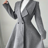 Talia™ | Waterfall Lapel A-Line Dress Coat