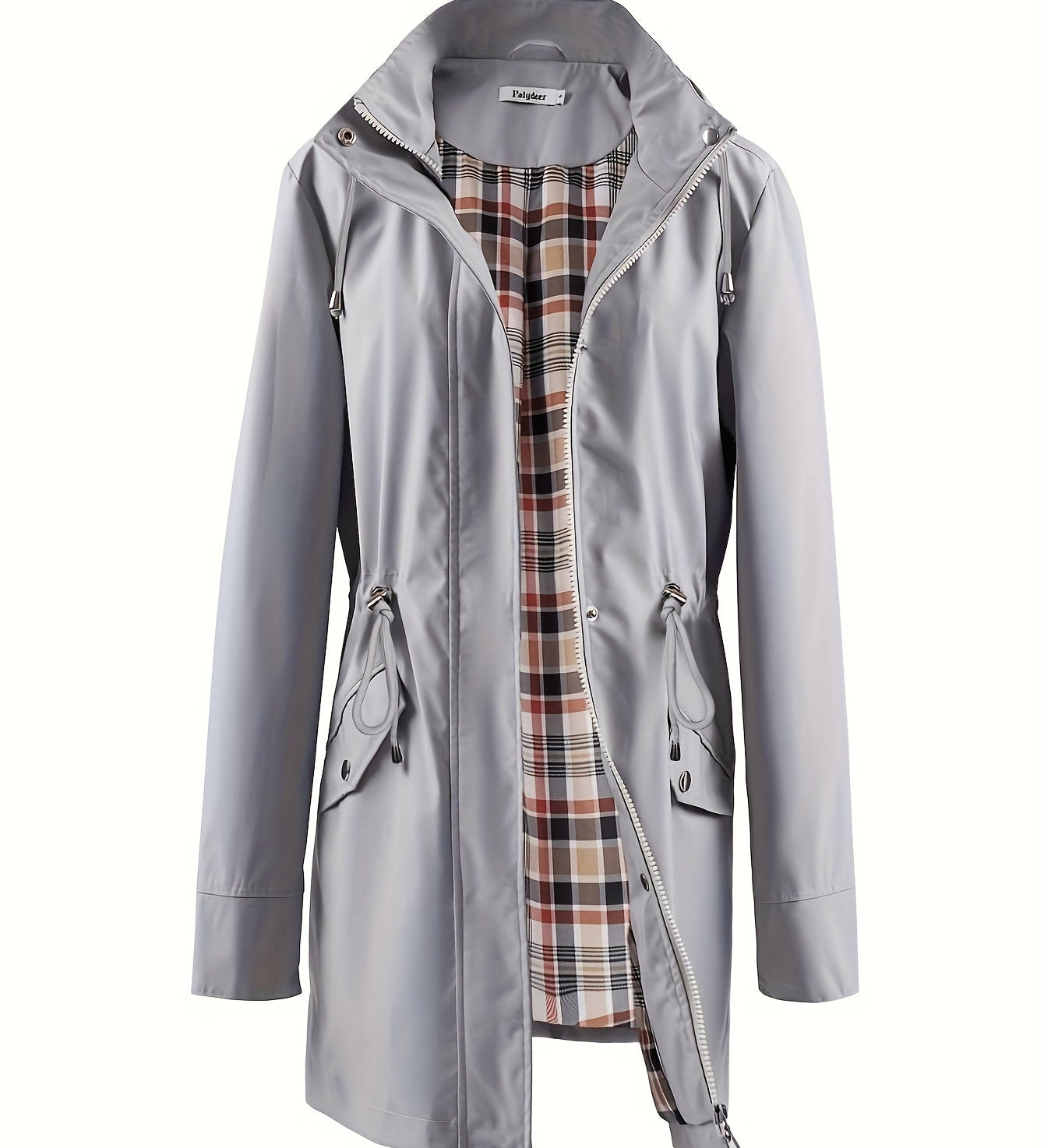 kouky™ | Waterproof Plaid-Lined Drawstring-Waist Parka Coat