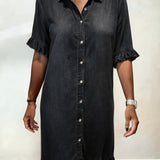 Ruffled Denim Button Dress