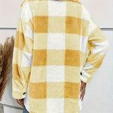 Lilou™ | Fleece Plaid Button-Up Shacket Jacket