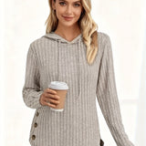 Victoria™ | Ribbed Knit Drawstring Hooded Sweater