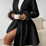 Stéphanie™ | Faux-Fur Cuff Fit-and-Flare Coat