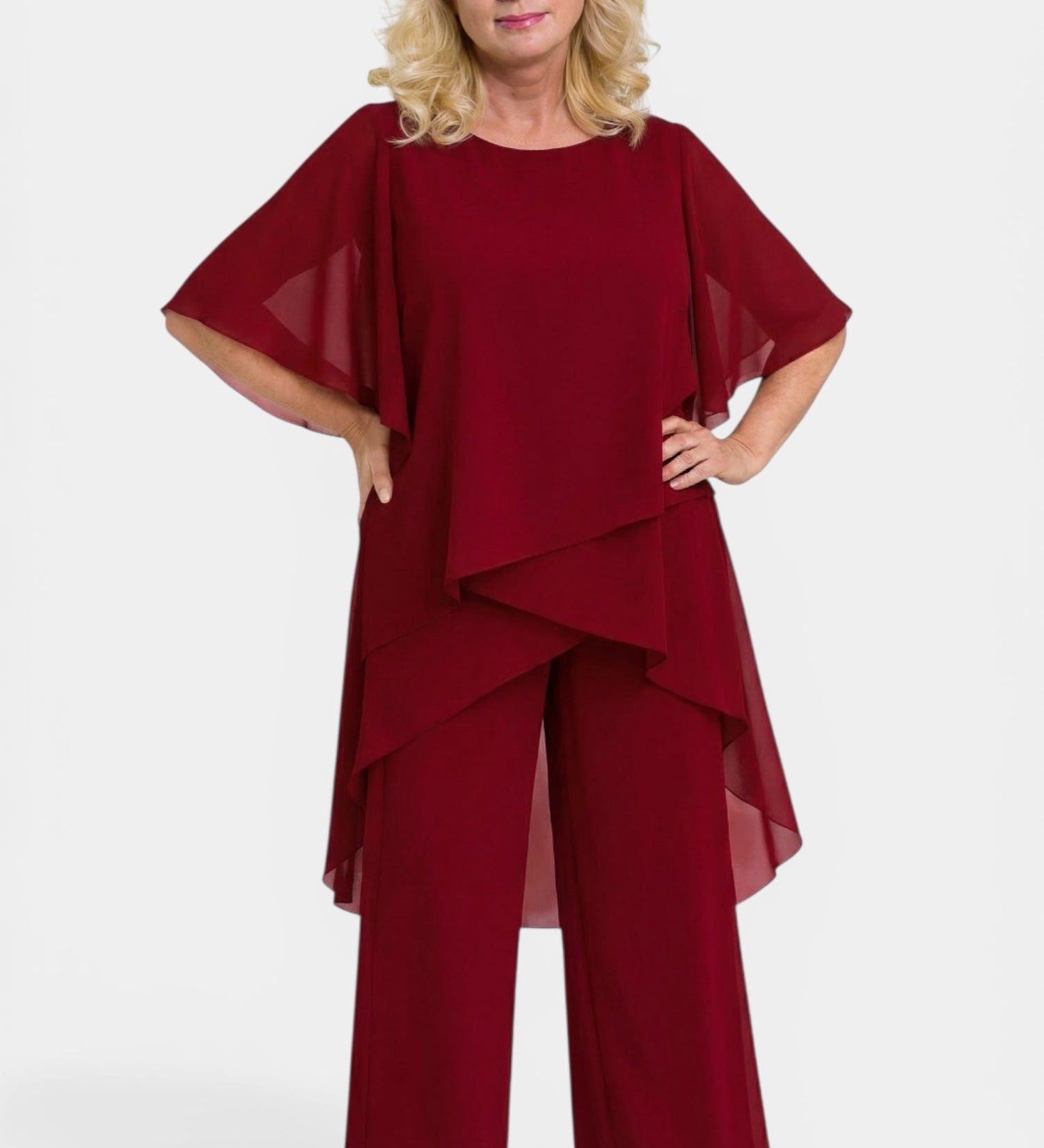 Elegant Chiffon Layered Pant Set
