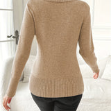 Barbara™ | Ribbed-Hem Side-Button Wrap V-Neck Sweater