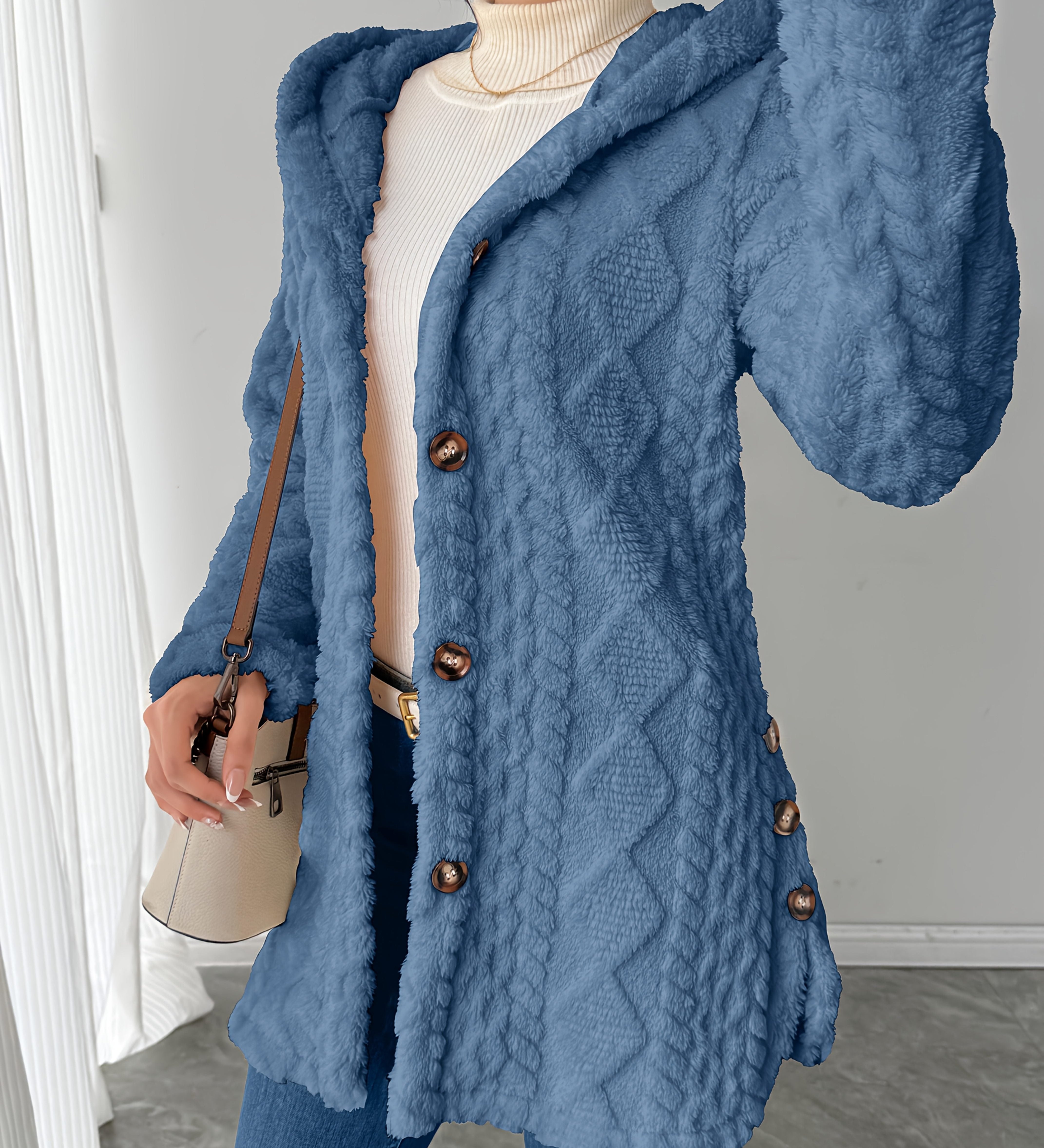 Alba™ | Cable-Knit Plush Hooded Cardigan