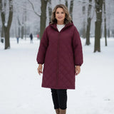 Calista™ | Quilted Zip-Front Hooded Longline Puffer Coat Plus-Size