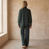 Cozy Sophisticated Mock-Neck Sweater & Wide-Leg Pant Set