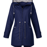 Rebecca™ | Striped-Lined Drawstring-Waist Hooded Parka Coat