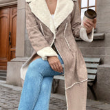 Salomé™ | Shearling-Trim Suede-Effect Longline Coat
