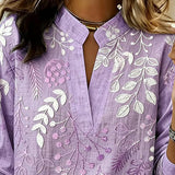 Blouse with Floral Print and Stand-Up Collar