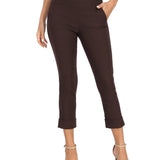 Cuffed-Hem High-Waist Tailored Cropped Pants